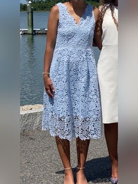 ASTR the label.  Beautiful light blue lace dress